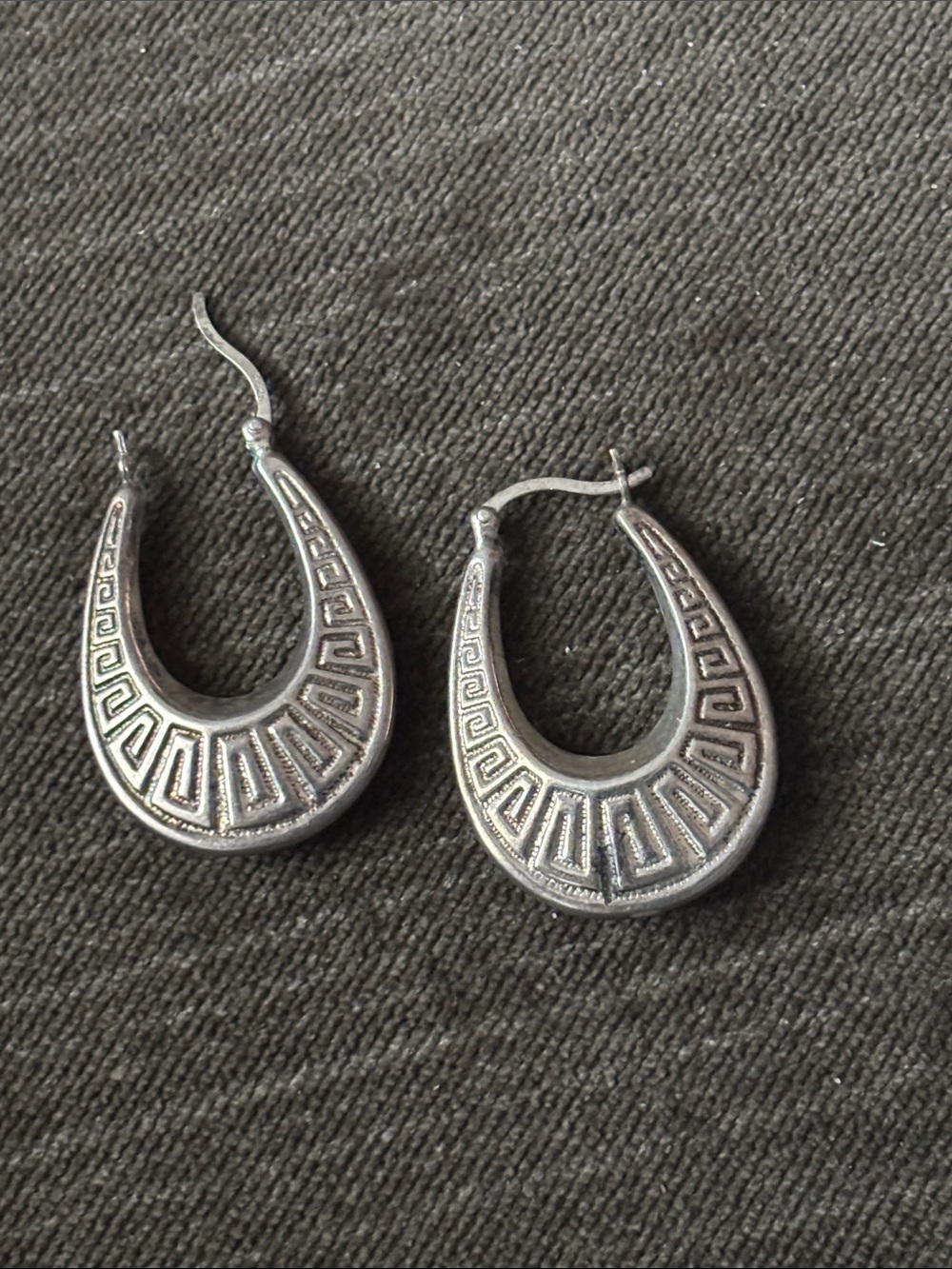 .925 Sterling HOOP EARRINGS real solid Silver Fine Jewelry 1990s Vntg teardrop - Picture 2 of 9